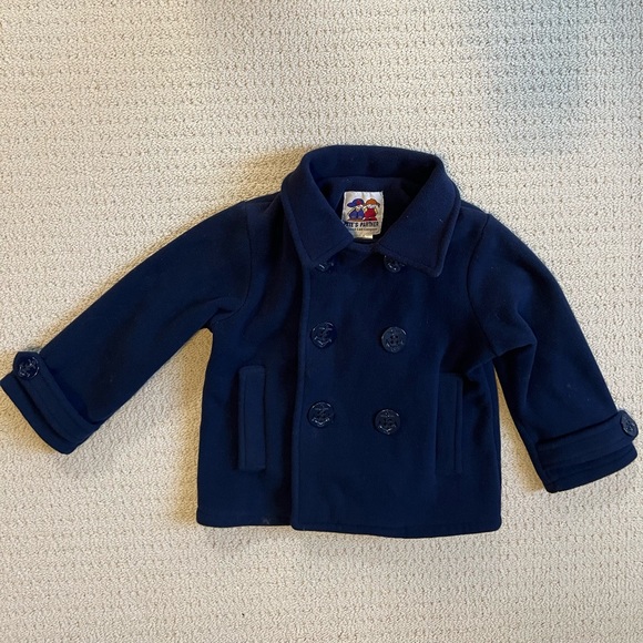 Navy double breasted fleece jacket - Picture 1 of 3